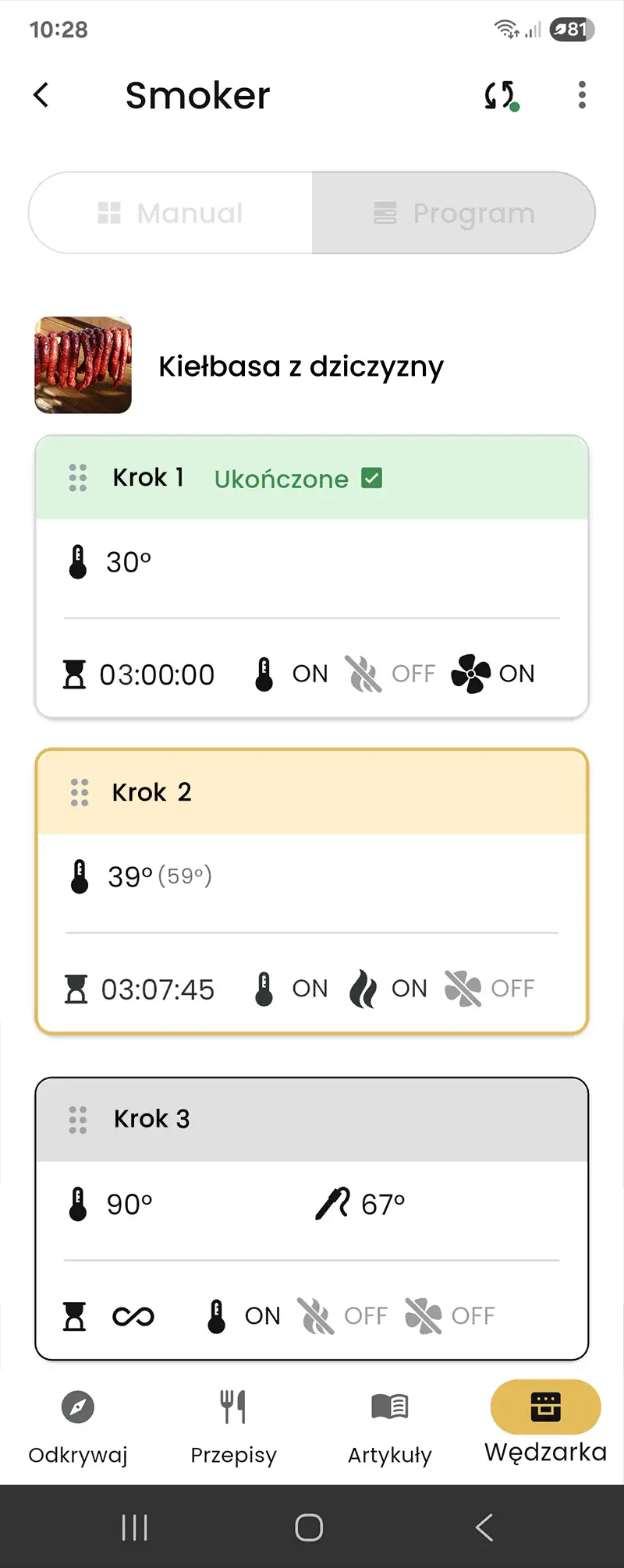 Włącz automatyczne programy