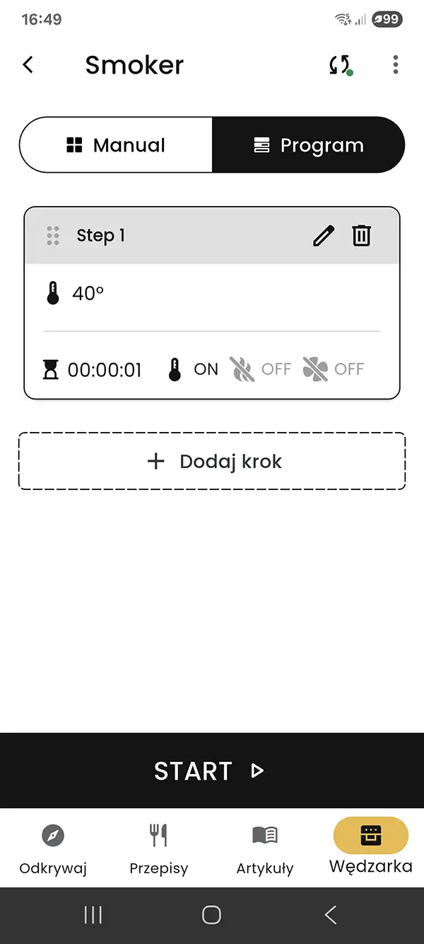Lista zapisanych programów w aplikacji BORCOOK