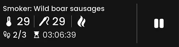 Podgląd stanu wędzarki w trybie pracy