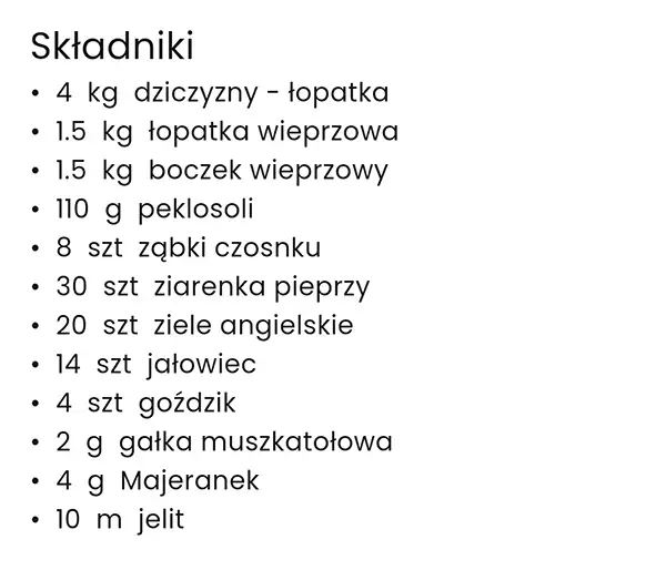 Sekcja składników przepisu